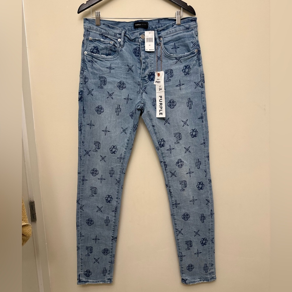 Purple Brand, monogram-print straight-leg jeans